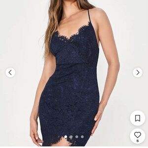 LULUS Elegant Navy Lace Dress